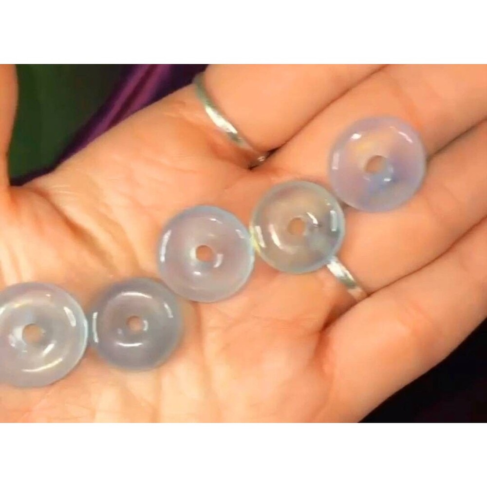 ONE Mini Aquamarine Crystal Donut‎ Stone for Jewelry Making, Charm, Calming